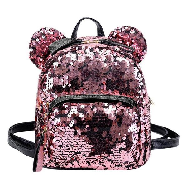 

shining women bag sequins backpack bear ear teenage girls travel party knapsack mini shoulder school bags mochila feminina mujer