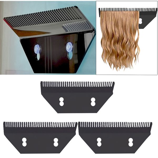 

3 x acrylic hair extensions wigs display holder hanger black 30x10cm