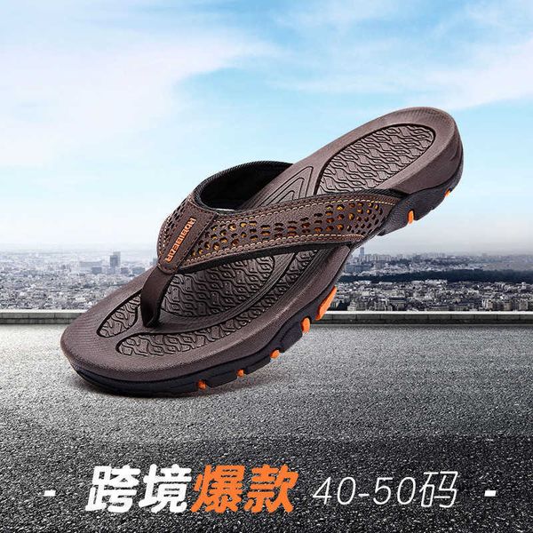 

flip flop summer new large size fashionable outdoor beach shoes clip foot men's slippers, Black