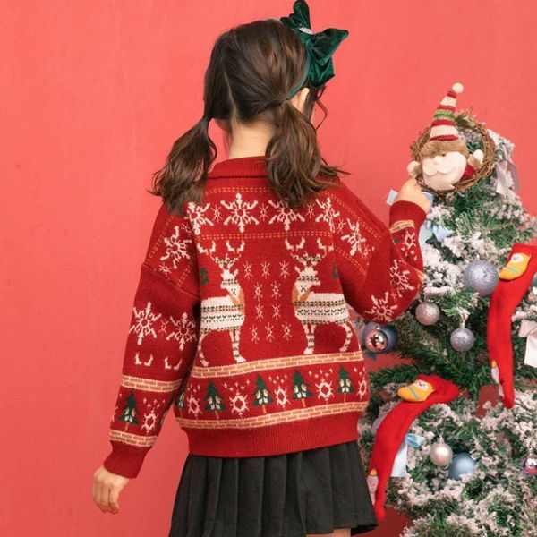 

h8776 gift children's elk snowflake autumn sweater and winter girls' pullover f7jr, Blue