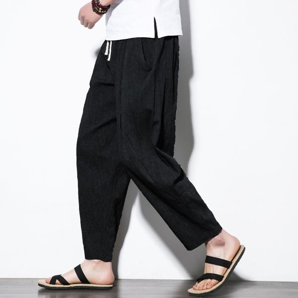 

yarqf new casual pants men's flax loose men pants for china's in summer of casual wind year 9kv5e, Blue