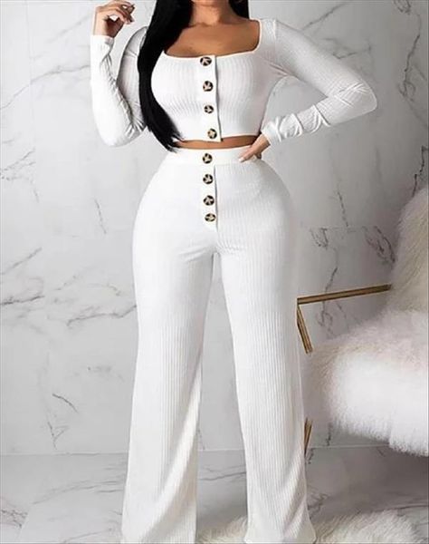 

autumn womens 2 piece outfits button square collar long sleeve slim straight pants two piece knitted female clothing set, Gray
