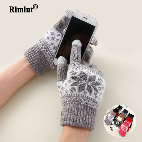 

creative fashion snowflake printing mobile phone touch screen knitted winter thick & warm gloves men women, Blue;gray