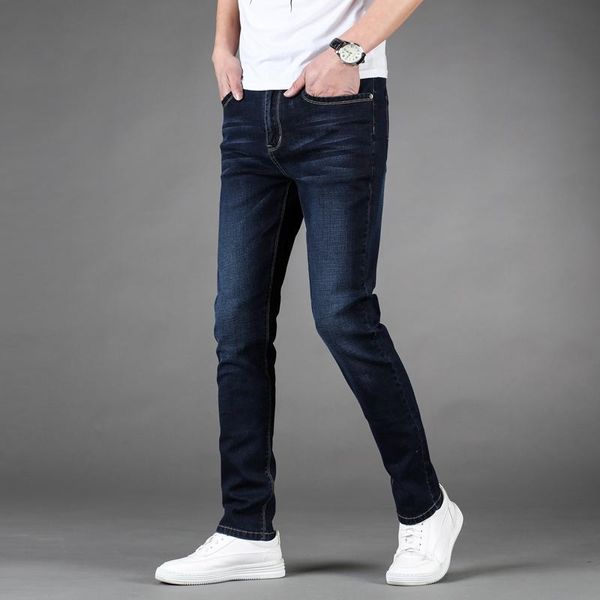 

size men's fashion jeans business casual stretch jeans 2020 spring skinny denim pants trousers male clothes bottoms, Blue
