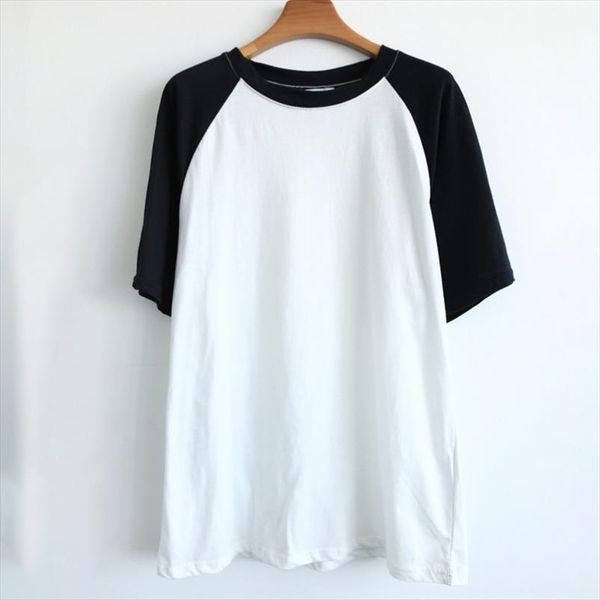 

women girls casual short sleeve patchwork soft color t shirt loose big size based tee shirt drop shipping, White
