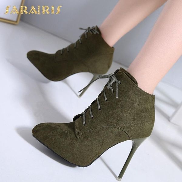 

boots sarairis 2021 arrivals lace up ankle woman shoes thin high heels zip party fetish ladies female, Black