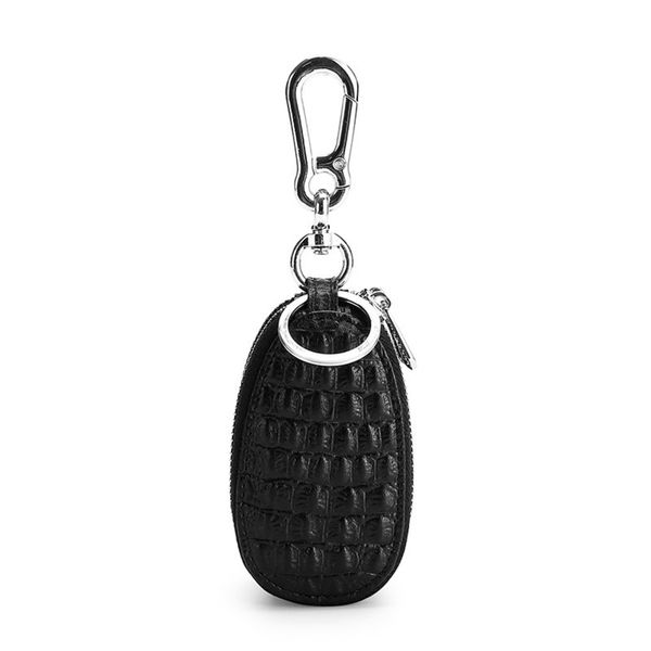 

crocodile pattern candy color business oval double layer men's car key case, Silver
