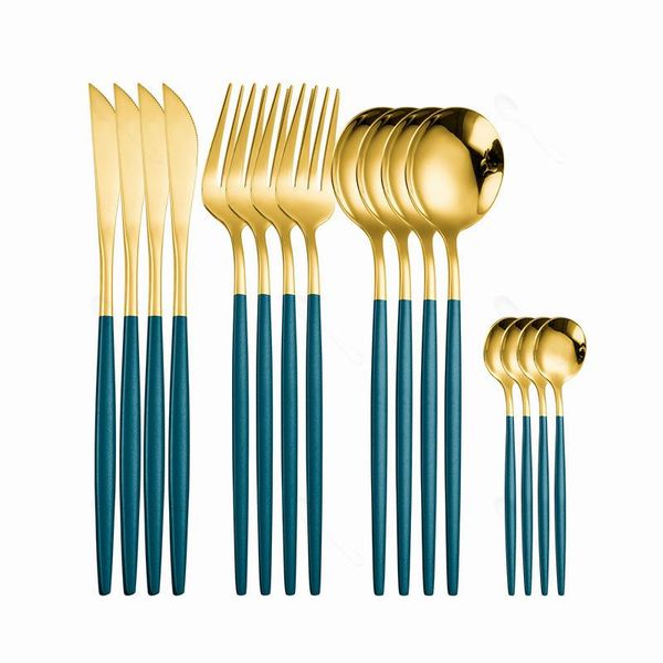 

gold tableware set stainless steel cutlery set black gold dinnerware kitchen dinner set 16 fork spoon knife dropshipping h jllvxo