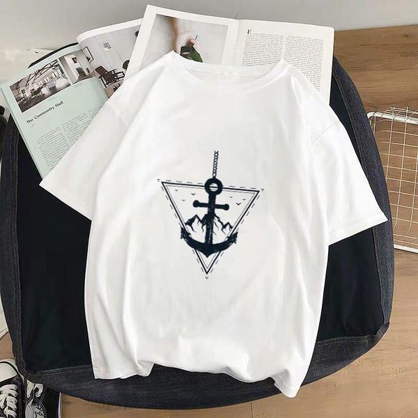 

tshirt women 2019 new summer ship rudder t shirt women harajuku printed fashion t-shirt short sleeve femme white clothing