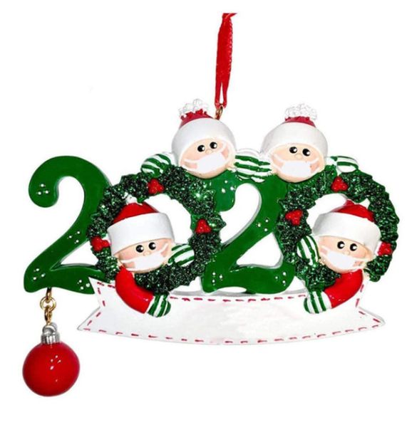 Boneco de neve de quarentena de natal Família de sobrevivente de ornamentos personalizados de 3 4 5 com máscaras face Mão sanitizada decoração brinquedos criativos yhm19-zwl