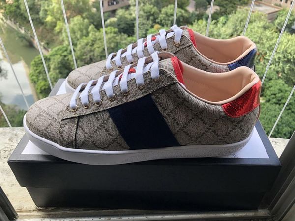 

italy men women sneaker casual shoes snake chaussures leather sneakers ace bee embroidery stripes shoe walking sports, Black