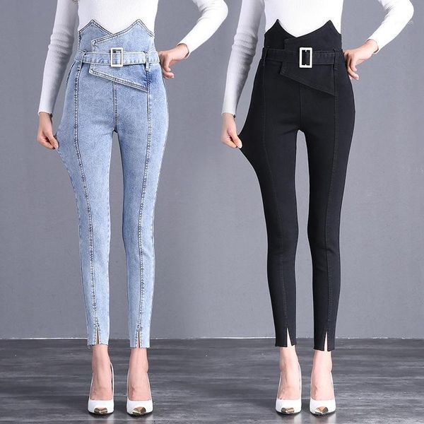 

2020 new women's jeans autumn jeans pencil pants ankle-length1, Blue