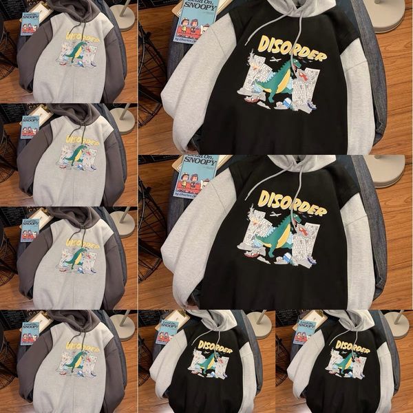 

s0e2b поддельные два кусок свитер мужской моды студент ины модные sweatercoat со свободной пары топ bf ленивый стиль бренда печати топ осень, Black