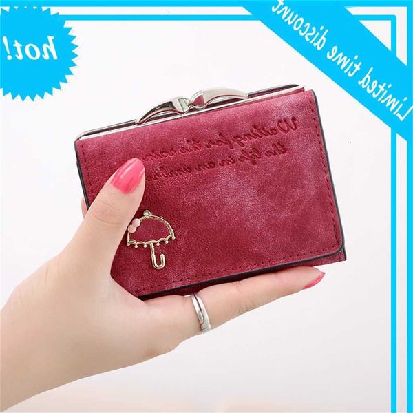 

small cute short leather 3 fold portfolios portfolio subsidies women cardholder clutch, Red;black