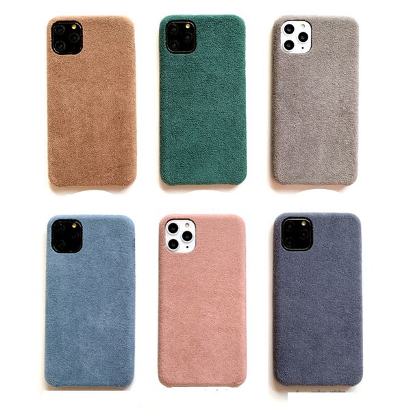 

plush leather case for iphone 12 pro max 11 xr x 6 7 8 plus soft touch pc protector phone cover fur