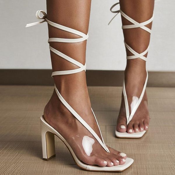 

sandals summer pvc transparent ankle cross strap high heels shoes women flip-flops party female woman, Black