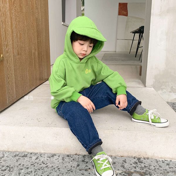 

color solid plush sweater hooded children's wear baby pullover winter boys' coat fashion 8vop, Black