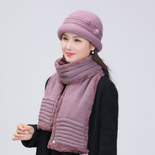 

beanie/skull caps 2021 women's hat winter beanie fur knitted scarf bonnet mother warm soft fall female ski cap suit, Blue;gray