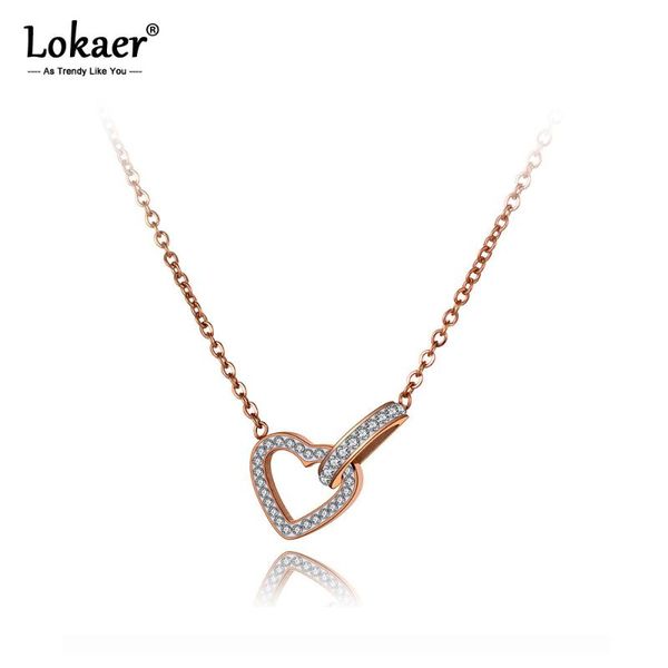 

lokaer original design titanium из нержавеющей стали сердце choker ожерелья romantic rhinestone ожерелье для женщин n20015, Golden;silver
