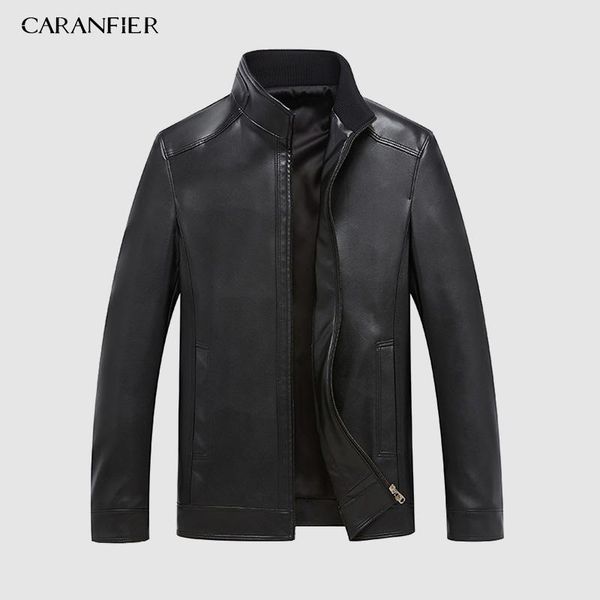 

caranfeir winter mens genuine leather jackets brand real 100% sheepskin coat jaqueta couro male genuine leather jacket for men, Black