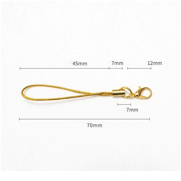 

50pcs/lot mulitcolor gold lobster clasp(12mm) lanyard strap cord (5cm) mobile straps charm nylon key ring chain diy jllfac