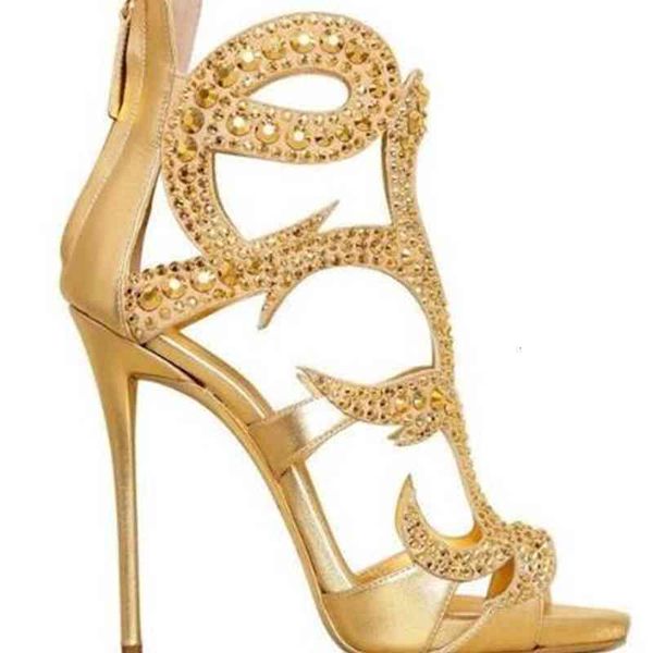 

women luxurious black gold champagne crystal sandals bling cage dress shoes gladiator thin high heel hollow out pumps