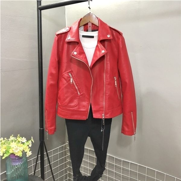 

new female 2021 autumn of the women's coat bike basic plutonium ladies biker leather jacket outwear spring outerwear ml6k, Black