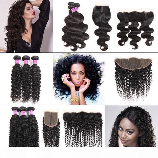 

brazilian virgin hair straight human hair bundles with closure body wave bundles with frontal 10 inches hair accessories extensions, Black;brown