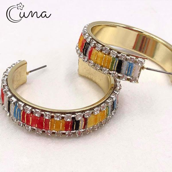 

hoop & huggie cuna color c-shaped large round glass earrings exaggerated personality women's holiday gifts romantic for women, Golden;silver