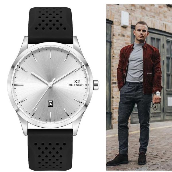 

wristwatches sports fashion mens watch 42mm silver dial montre homme luxury casual quartz arrival master design x2 male clock1, Slivery;brown