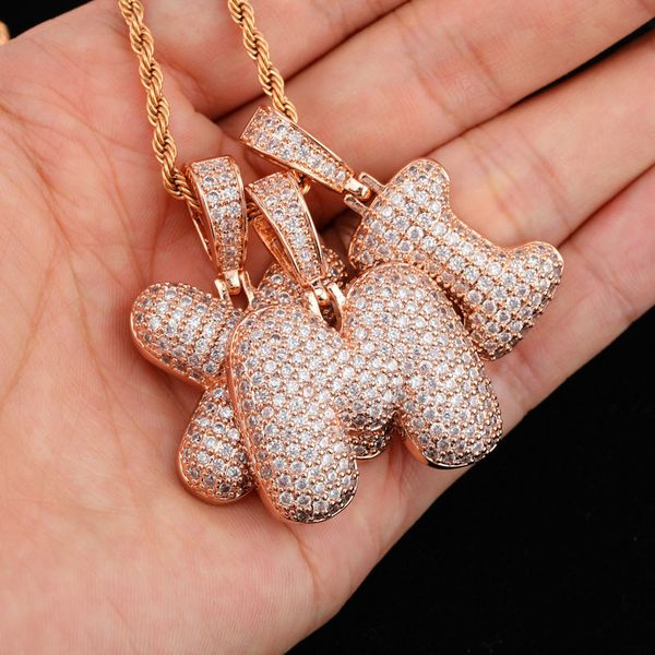 

luxury european and american 26 english bubble letter pendant full zircon hip-hop hipster custom couple necklace fashion design, Silver