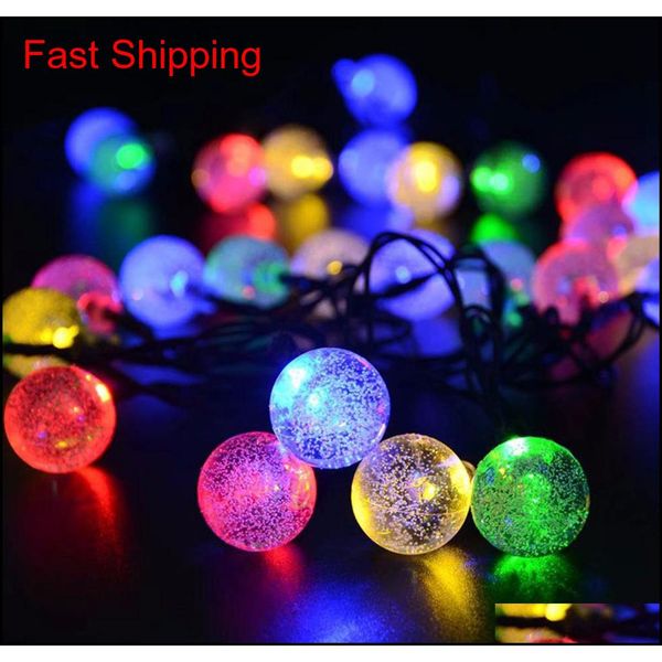 

crystal ball solar outdoor string lights, 30 led 6.5m starry waterproof christmas globe string bulb light garden decoration 30nou, Silver
