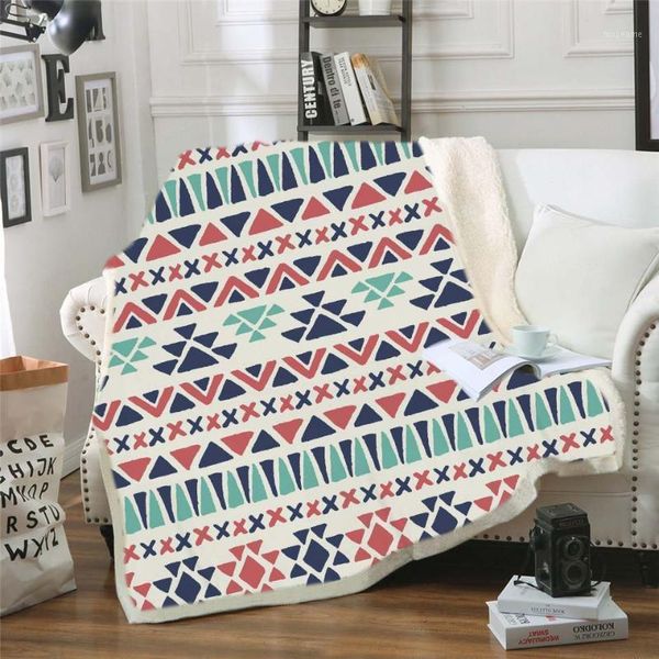 

geometric stripe printed throw blanket bedspread velvet plush sherpa sofa blanket aztec bedding christmas decorations for home1