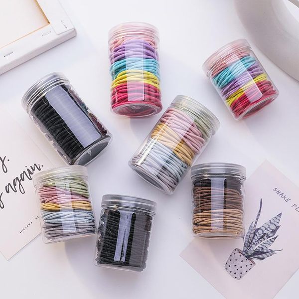 

100 pieces rainbow color hair rope korea style rubber band hair tie cute ins simple for women fashion accessories