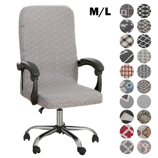 

m/l printed elastic office chair cover spandex stretch computer arm chair slipcover dust-proof rotatable armchair protectors