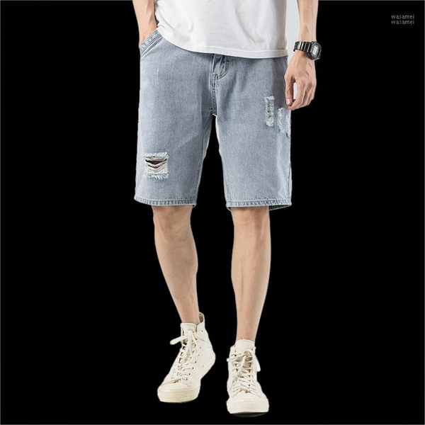 

dee moonly summer new men's stretch short jeans fashion casual slim fit elastic denim shorts male brand clothes1, White;black