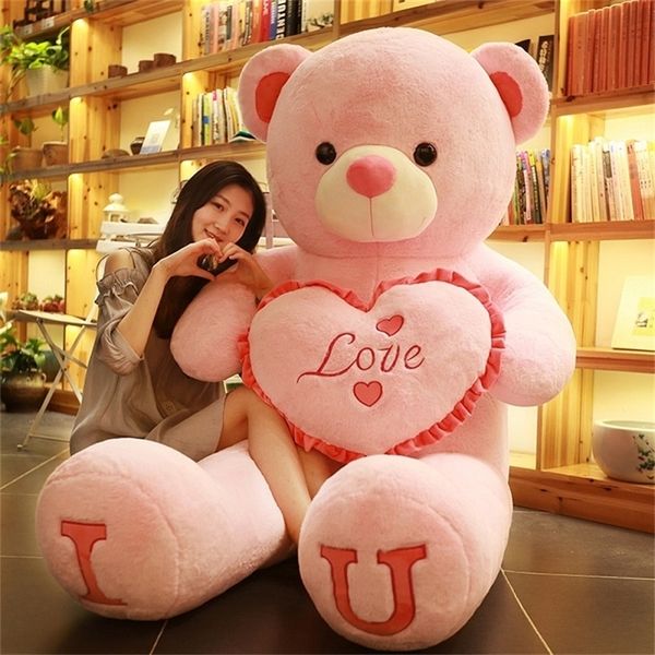 

80/100cm plush toy creative teddy bear giant stuffed animals valentine day gift for kids pillow grilfriend girl wife 220217