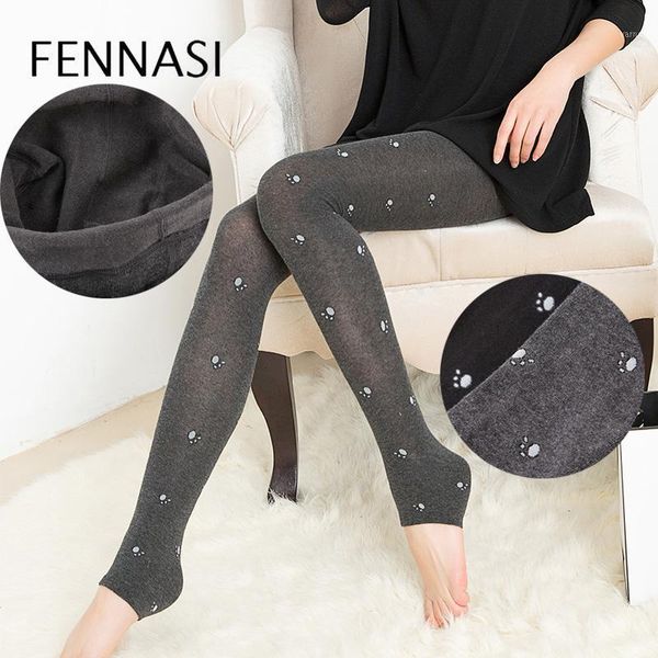 

fennasi winter warm woman pantyhose harajuku printed tights black striped high waist nylons lady thick stockings gray1, Black;white