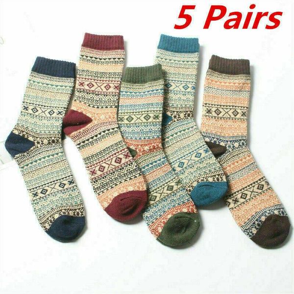 

5 pairs mens athletics breathable thermal socks walking winter warm thick rich wool hike chuncky sock outdoor, Black