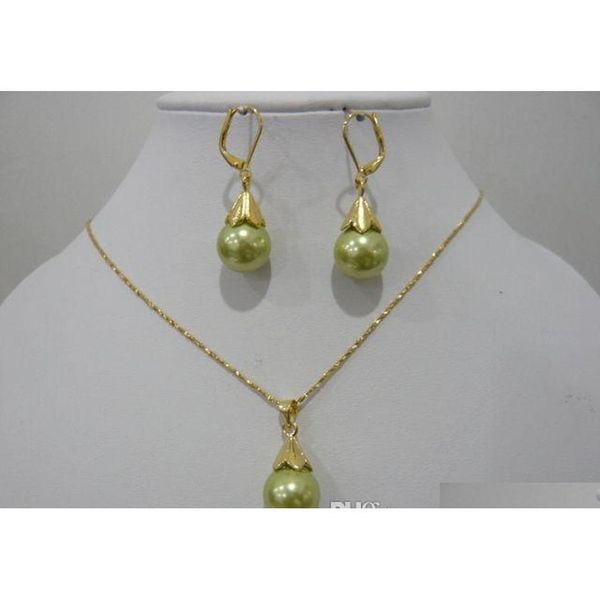 

wholesale 6 colors- fine12mm white/black/coffee/green/red/pink shell pearl pendant earring b34yf, Silver