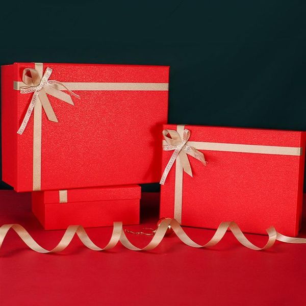 

1 set red new year gift packing box festival gift box wedding wrapping