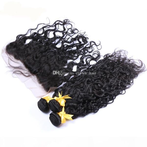 

selling water wave brazilian virgin hair bundles with frontal ear to ear full lace frontals with hair extensions for black woman