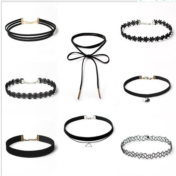 

fresh velvet tai chi fish necklace choker necklace combination 8pc/lot, Silver