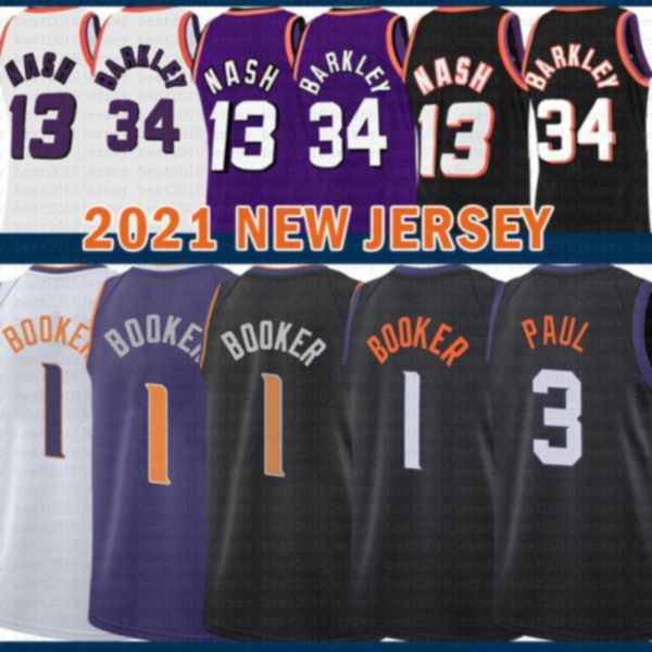 

2021 new devin 1 booker basketball jersey chris mens 3 paul mesh retro steve 13 nash charles 34 barkley youth kids, Black;red