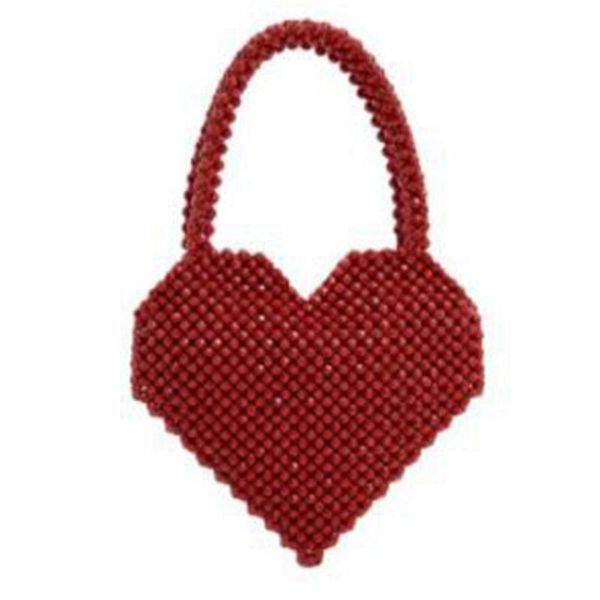 

new-fashion spring and summer new handmade bag heart-shaped beaded handbag