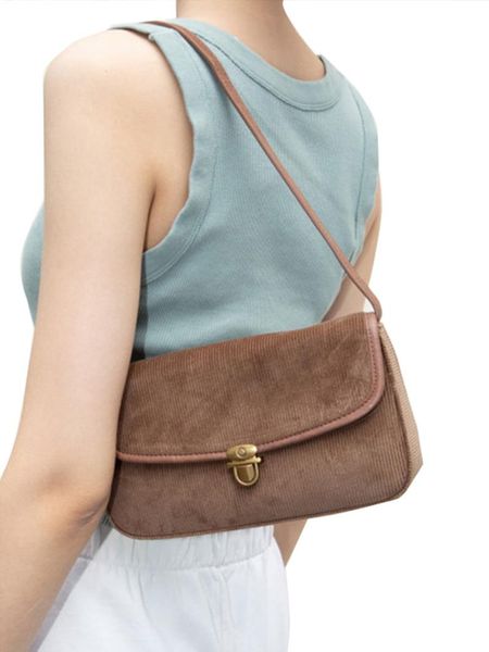 

shoulder bags fashion tote bag 2021 winter quality corduroy women's designer handbag high messenger armpit travel