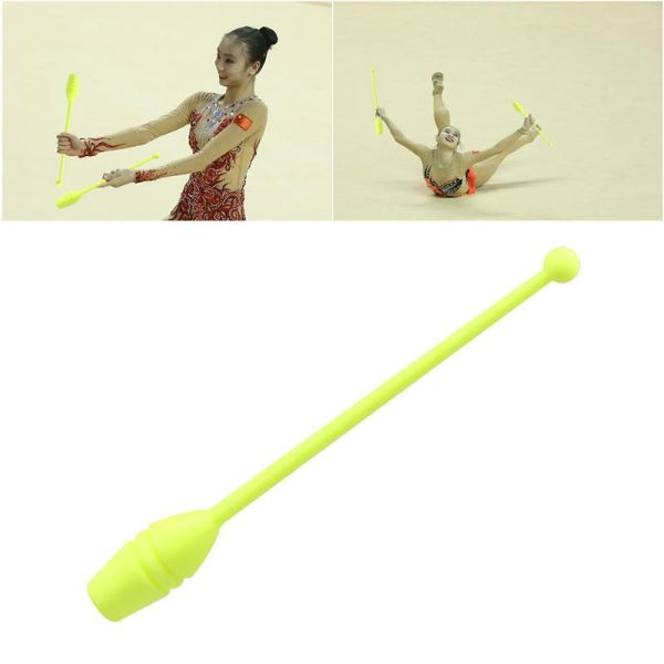 

accessories 1 pair artistic gymnastics stick rhythmic dancing sports fitness equipment for children adults (yellow)