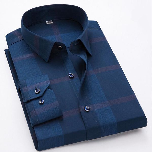 

men's shirts men's business office casual formal plaid shirt fashion long sleeve cotton square collar shirt new arrivals, White;black