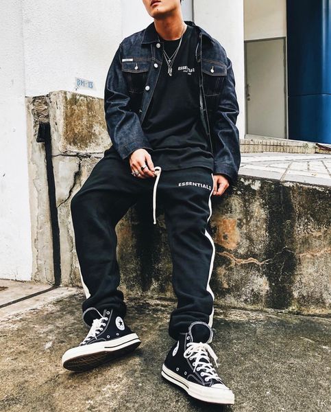 

fog of god pants fear white essentials double lettering casual line scrsv, Black