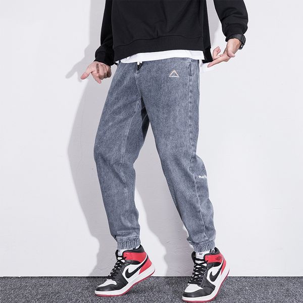 

autumn winter new youth men's fashion brand korean men's loose skinny little feet jeans and jeans elastic pants da7jp, Blue